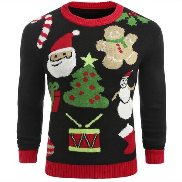 

2020 winter christmas pullover mens brand sweater good quality long sleeve knitting patterns mens sweaters, White;black