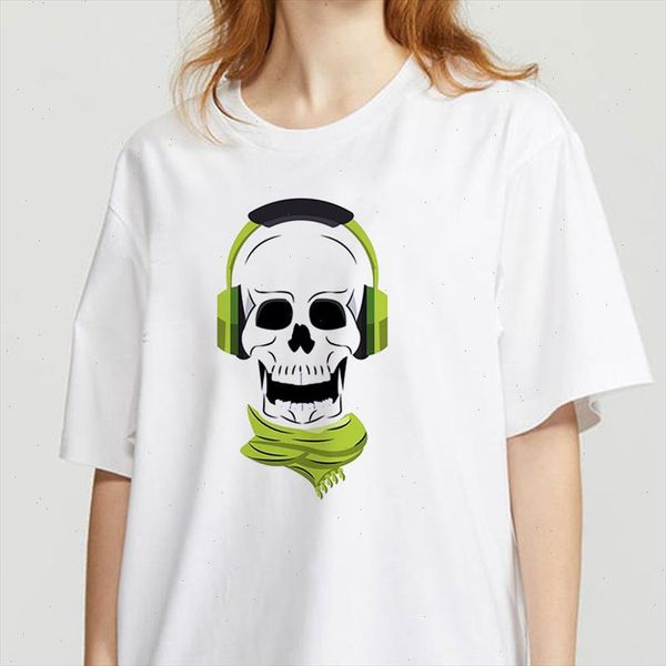 

women t shirt cute skulls printed short sleeve tshirt fashion summer ladies graphic clothing female t shirt tee, White
