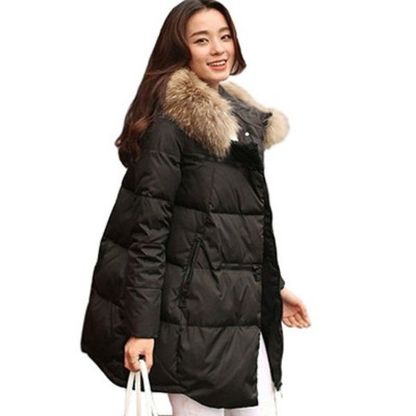 

2019 new women parka wool collar thick parkas plush cotton jacket parka mujer camperas mujer abrigo a644, Black
