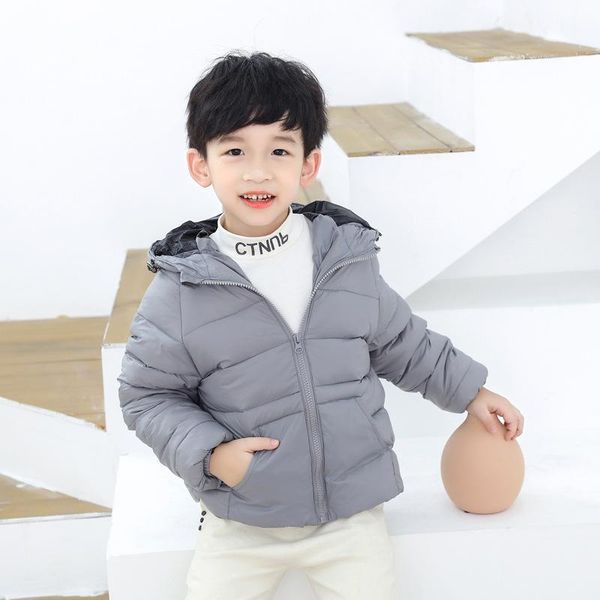 

jackets lightweight down jacket for girls winter coat candy color hooded boys cotton clothing baby kids 2-8 age, Blue;gray