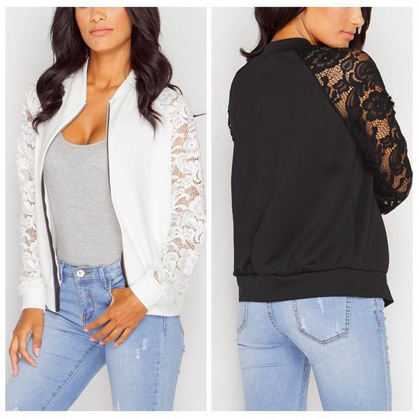 

bigsweety women jackets and coats spring autumn long lace sleeve casual basic jacket female outwear zipper fashion slim 1, Black;brown