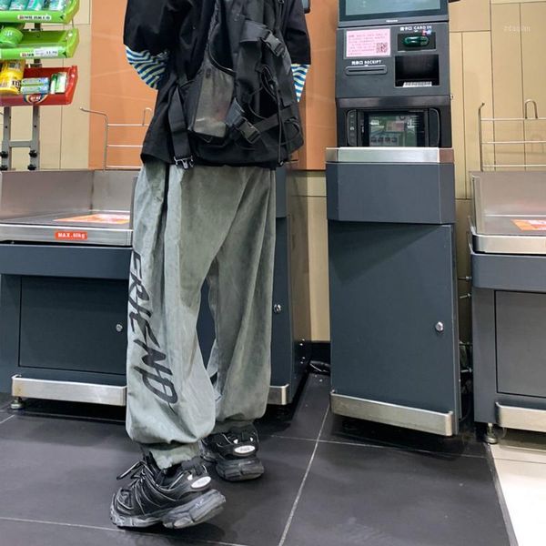 

men's pants casual sports streetwear mens loose spring ins fashion hip hop high street straight-leg wide leg harem1, Black