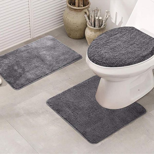 

3pcs bathroom bath mat set toilet rugs non-slip fish scale bath mat bathroom kitchen carpet doormats decor rug floor mats1