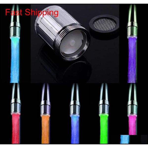

new fashion led water faucet stream light 7 colors changing glow shower spout sink tap head kitchen temperatu jllvvv insyard