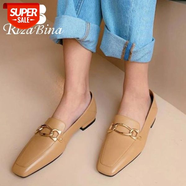 

rizabina real leather women pumps fashion buckle square toe low heel shoes woman casual daily office lady footwear size 34-39 #vo3p