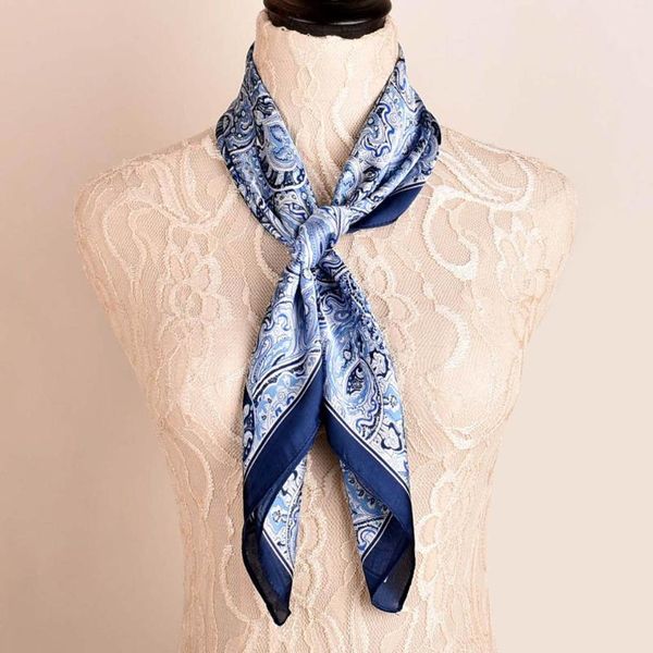 

25# elegant foulard femme women square head scarf wraps scarves printed kerchief neck scarf bandana warm wrap head scarve, Black