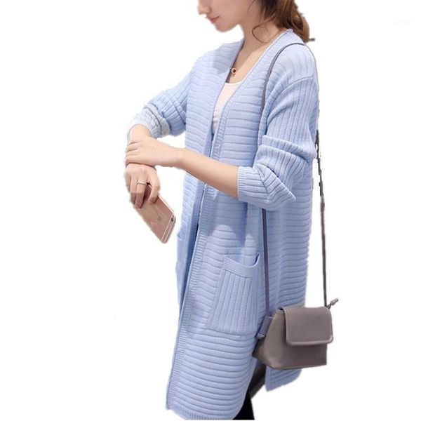 

autumn women sweaters open stitch knitted cardigan long-sleeved loose korean jakcet with pockets long outwear coat plus size 3xl1, White;black