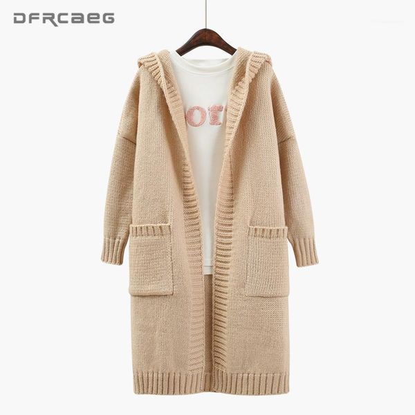 

long cardigan sweater female 2018 autumn loose hooded kimono outwear long sleeve casual warm knitted coats women pink11, White;black