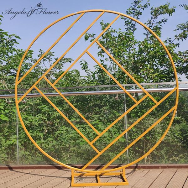 

new wedding props outdoor wrought iron round geometris diamond flower stand decor party wedding arch backdrop stage decor 4 size