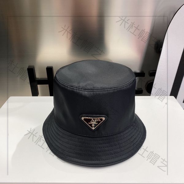 

luxury hat pr family inverted triangle letter iron mark men and women's nylon fisherman's hat, Black;white