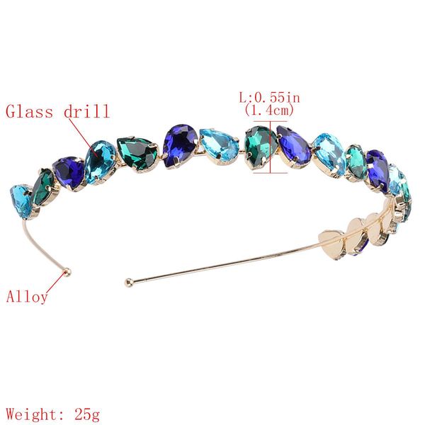 

красочные стеклянные хрустальные волосы для женской моды новый тонкий барочный обруч голова голова геометрические украшения высококачественн, Silver