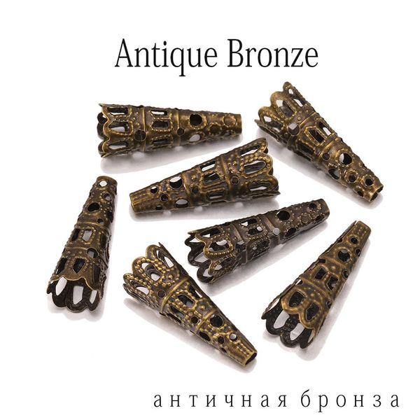 

50pcs/lot rhodium alloy bugle cone bead caps crystal pendulum pendant end cap for diy jewelry making supplies findings wmthnr bdesybag