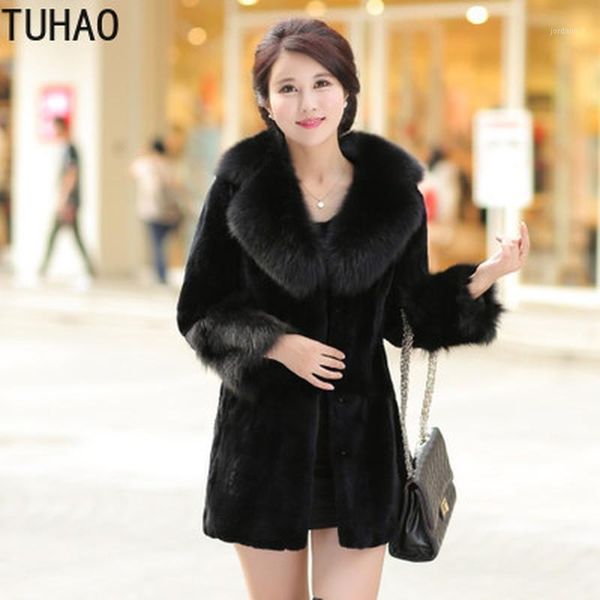 

tuhao plus size 4xl 3xl women's faux fur coat autumn winter luxury warm fur jacket women fuax coat outwear1, Black