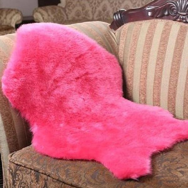 

soft artificial sheepskin chair cover warm hairy carpet seat pad plain skin fur plain fluffy area rugs washable bedroom faux mat