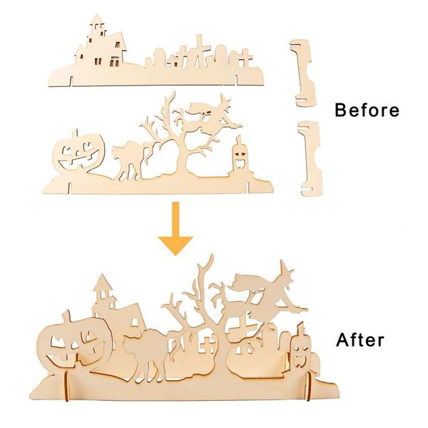 

patimate halloween wooden decoration diy happy halloween night home decor bat witch pumpkin wood chips halloween party supplies wmtwur