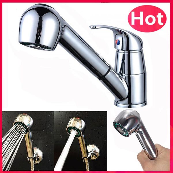 

bath accessory set kitchen led faucet water tap taps sink chrome single handle mixer swivel pull out spray spout