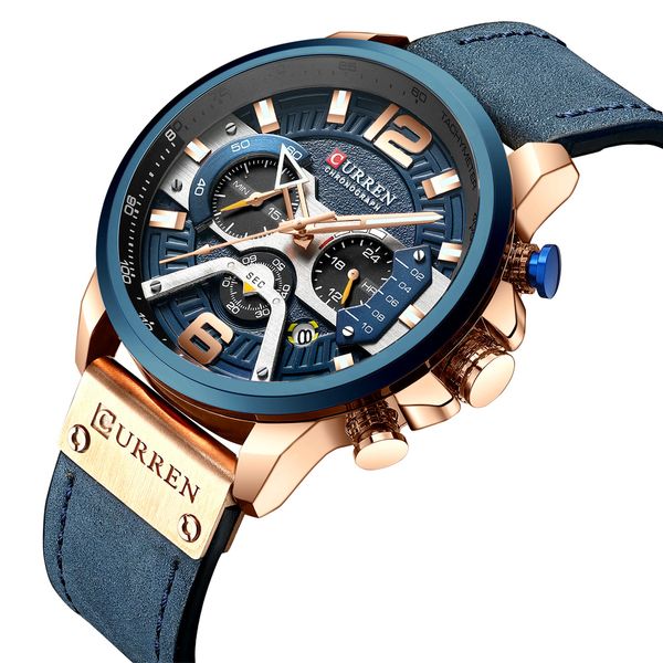 

men's watches curren quartz watch men leather strap waterproof chronograph sport male clock reloj hombre militar 2019 drop shipping gif, Slivery;brown