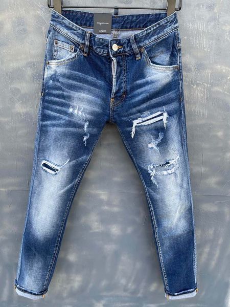 

2021 new brand european and american fashion men's casual jeans, high-grade washing, pure hand grinding, quality optimization lt913902, Blue