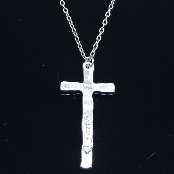 

20pcs new fashion necklace 47x23mm cross faith believe pendants short long women men colar gift jewelry choker 201014, Silver