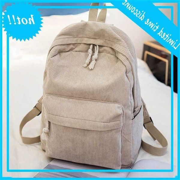 

beibaobao preppy style soft dust women's corduroy design school for teenage girls straight backpack women