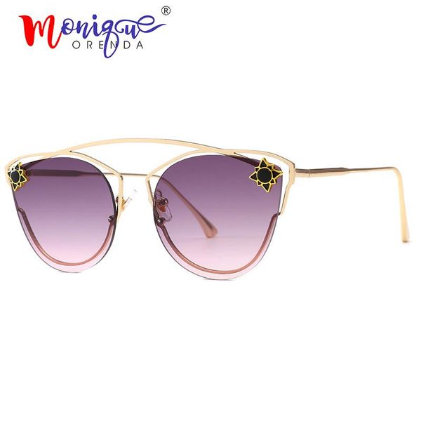 

sunglasses luxury designer cat eye women vintage metal gradual sun glasses for mirror retro gafas uv400, White;black