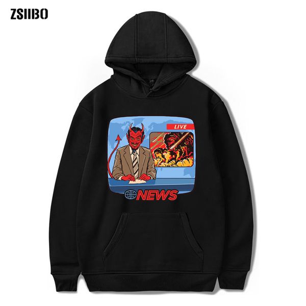 

new men satan hoodies demon death scary evil hip hop satanism grim reaper evil sweatshirt psychedelic horror hoodie male/female c1117, Black