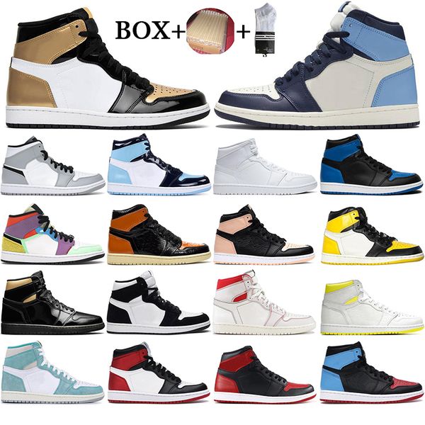 

with socks new jumpman 1 1s mens basketball shoes obsidian unc travis scotts turbo green chicago sports trainers sneakers size 36-46