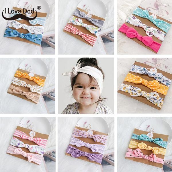 

hair accessories 3 pcs/set ear elastic baby girl headband flower printed bows kids headbands turban girls, Slivery;white