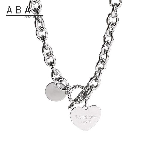 

women letter love pendant 2020 new titanium steel all kinds simple hip-hop cold wind short collarbone chain woman, Silver