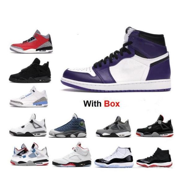 

2020 1s court purple basketball shoes black cat 4 25th anniversary 11 concord space jam low white bred sneaker