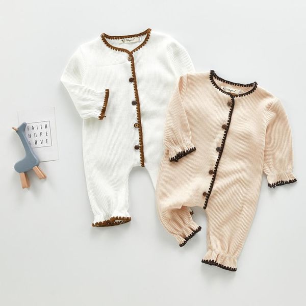 

jumpsuit newborn spring knitted clothes long sleeve boy girl romper cotton baby ribbed jumpsuits 201028, Blue