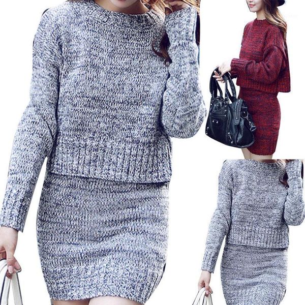 

dress women long sleeve o-neck sweater set fashion simple solid color pullover casual elastic skinny short sweater dress au1, White