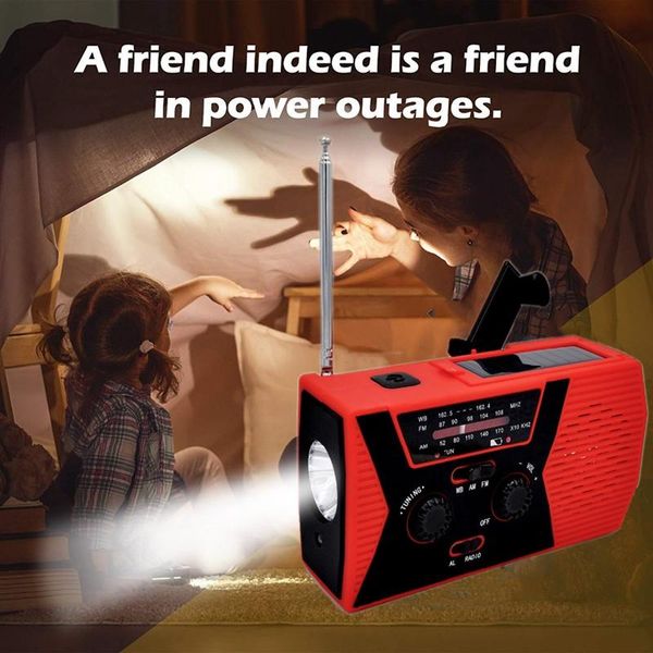 

5 in 1 outdoor portable solar crank am fm radio for emergency radio sos alarm 2000mah power bank and reading lamp