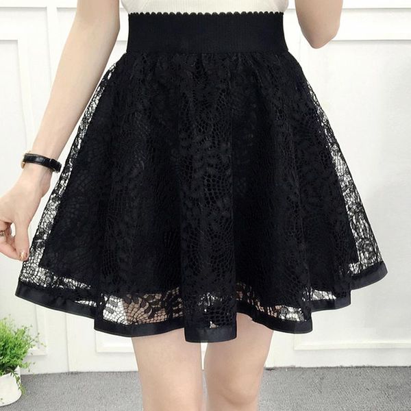 

fashion tulle skirt pleated tutu skirts elastic high waist short mini pleated skirts women lace tulle skirt new, Black