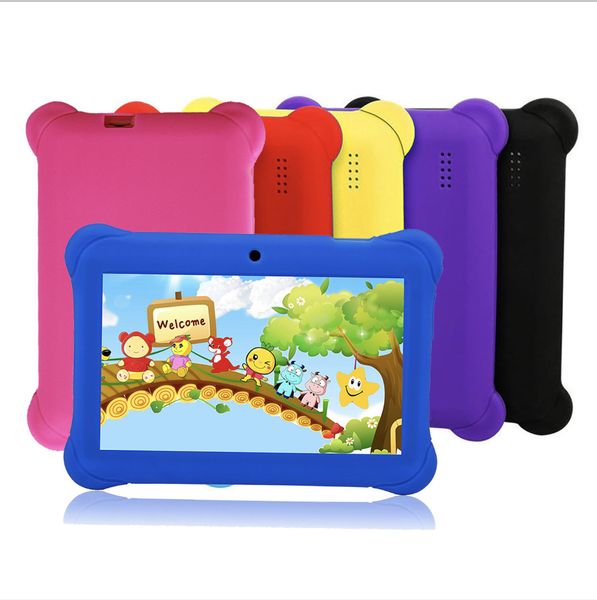 

q88 7inch kids tablet a33 quade core 8gb 512mb android 4.4 5.1 tablet pc support tf card with soft silicone case