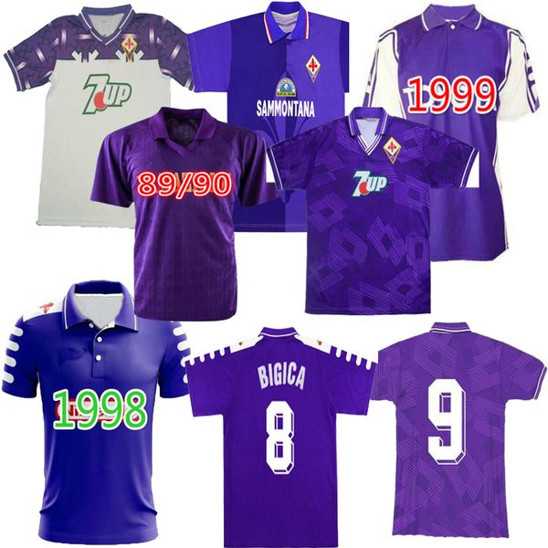 

1998 1999 retro fiorentina soccer jerseys 9 batistuta 10 rui costa custom vintage 98 99 home football shirt 2000 camisas de futebol 92 93, Black;yellow