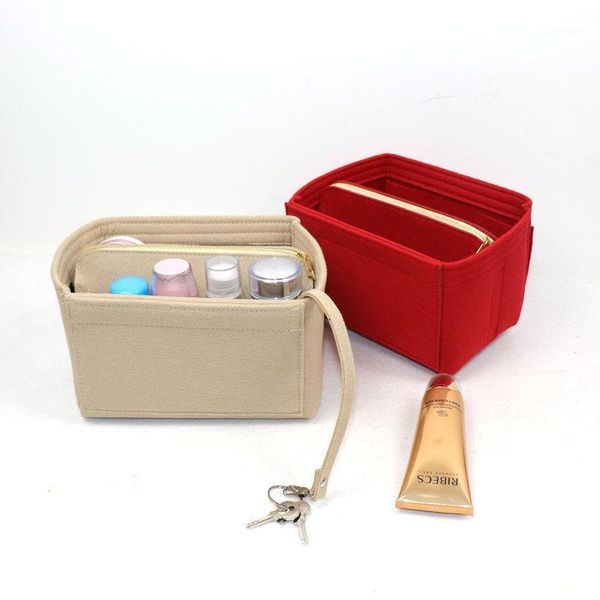 

girl cosmetic storage bags felt insert bag makeup organizer portable women purse travel tote toiletry pouch accessories supplies1