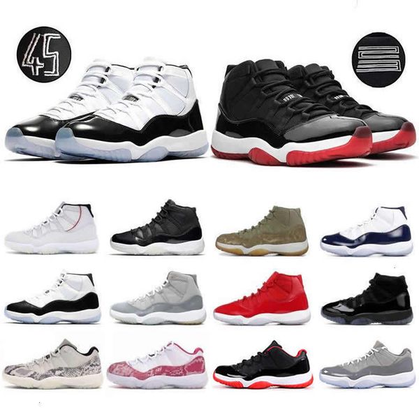 

basketball 11 shoes 11s mens jumpman bred concord 45 space jam cap and gown men designer sneakers gamma blue low women trainers, Black
