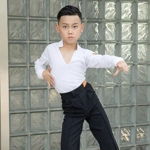 

latin dance for boys white stage costume ballroom practice wear tap dance wear rumba clothes outfits jl21861, Black;red