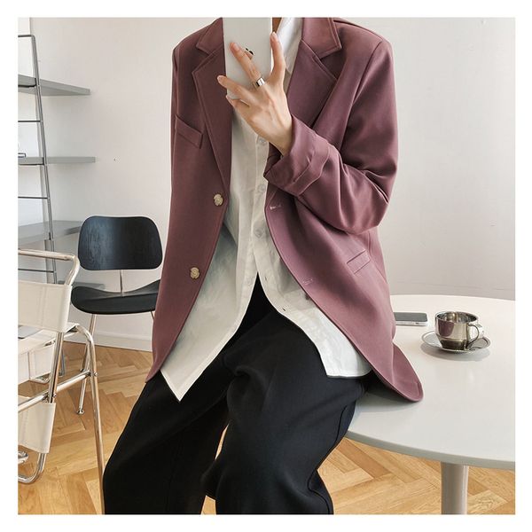 

2021 new small suit for woman fall fashion color retro vertical casual suit-breasted jacket w5jr, White;black