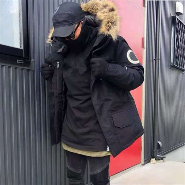 

winter new men and women's medium length polar down jacket overalls thickened warm sports style outdoor cover size m, Black