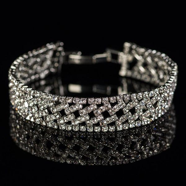 

brand design fashion wedding crystal bracelet jewelry beads rhinestone bracelets women accessories wholesale 2020 b046, Black