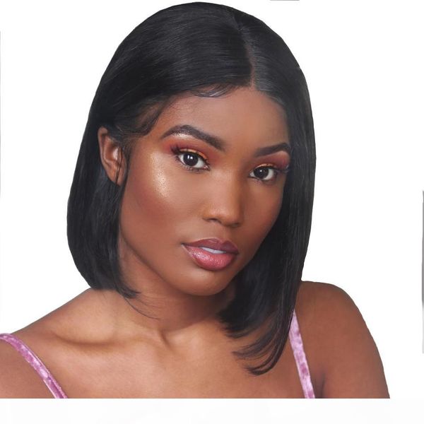 

short cut lace wig pre plucked full deep parting straight peruvian virgin glueless bob lace frontal human hair wigs 13x4 frontal, Black;brown