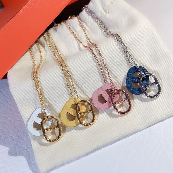 

famous brand h ladies pendant necklace designer fashion titanium letter pendant necklace o'maillon pendant necklace and original box, Silver