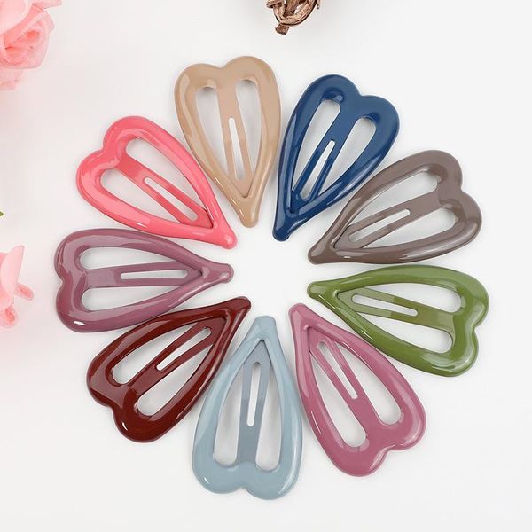 

wholesale color hairpins heart snap hair clips for girls children women hair bobby pins barrettes hair accessories styling tools sqcyda, Slivery;white