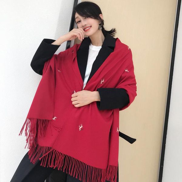 

scarves 2021 arrival fashion autumn winter women comfortable sweet scarf soft outdoor embroidery fresh cute warm shawl, Blue;gray