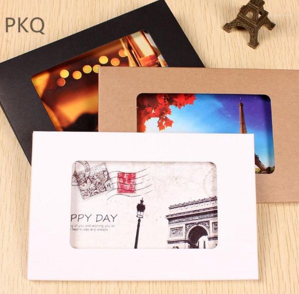 

50pcs 155*102*5mm white/black/kraft paper postcard box diy vintage blank thick paper cover craft envelope box with window1