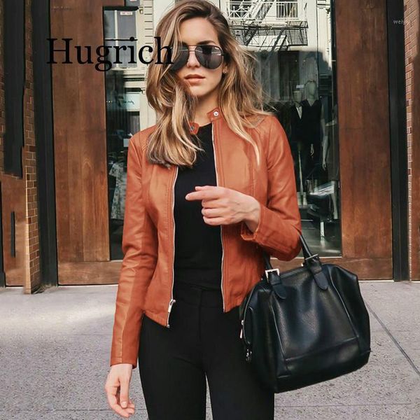 

cropped jackets spring autumn women short pu leather clothes solid cardigan coat zippers outwear 2020 blouson feminina1, Black;brown