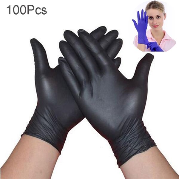 

latex factory dishwashing/kitchen/work/rubber/garden black universal disposable gloves for left and right hand
