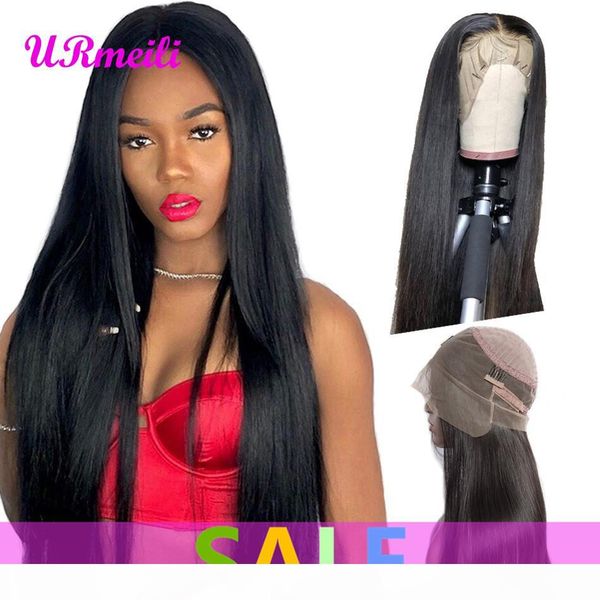 

full lace human hair wigs 150% density 360 lace frontal wig with baby hair peruvian straight lace front human hair wigs natural black, Black;brown